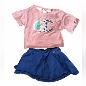 Champion Pink Cropped Tee with Heart Logo